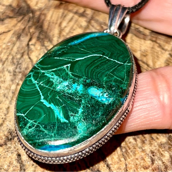 Azurite Malachite Crystal Pendant 2 1/4” - Picture 7 of 12